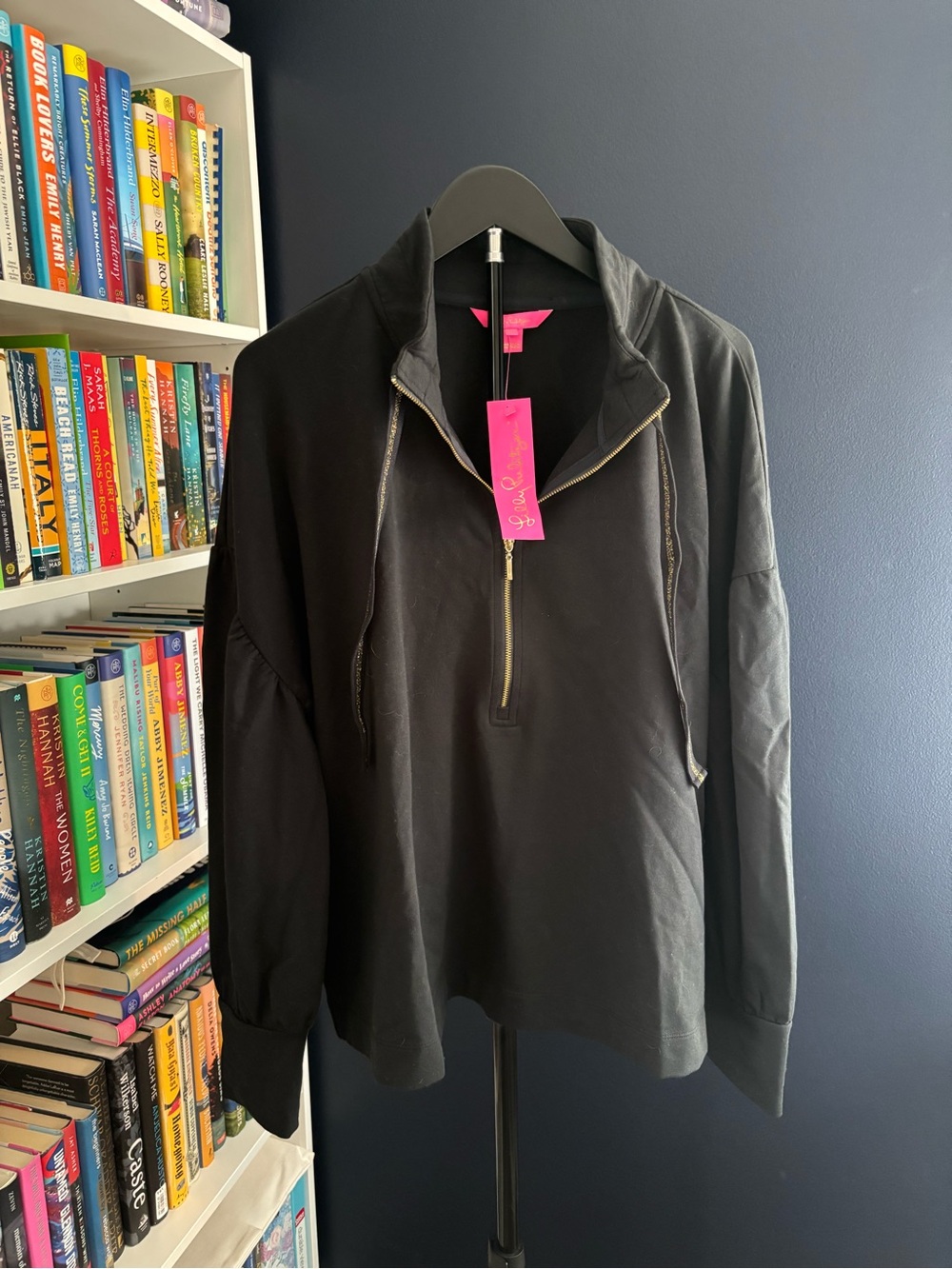 NWT Lilly Pulitzer Black Pullover Quarter-Zip Jacket - Women's